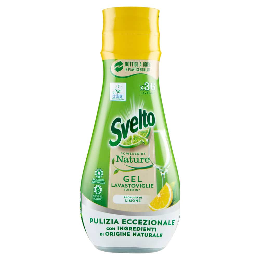 Svelto Gel Lavastoviglie con limone Tutto in 1 Powered By Nature 36 Lavaggi 640 ml