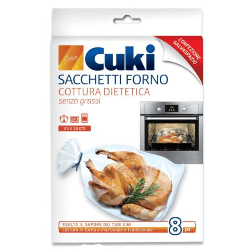 Cuki Sacchetti Forno Cottura Dietetica 8 Sacchetti cm 25×38 Microonde e Tradizionale