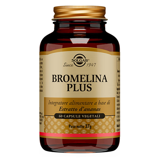 Solgar Bromelina Plus Integratore Alimentare Drenante 60 Capsule