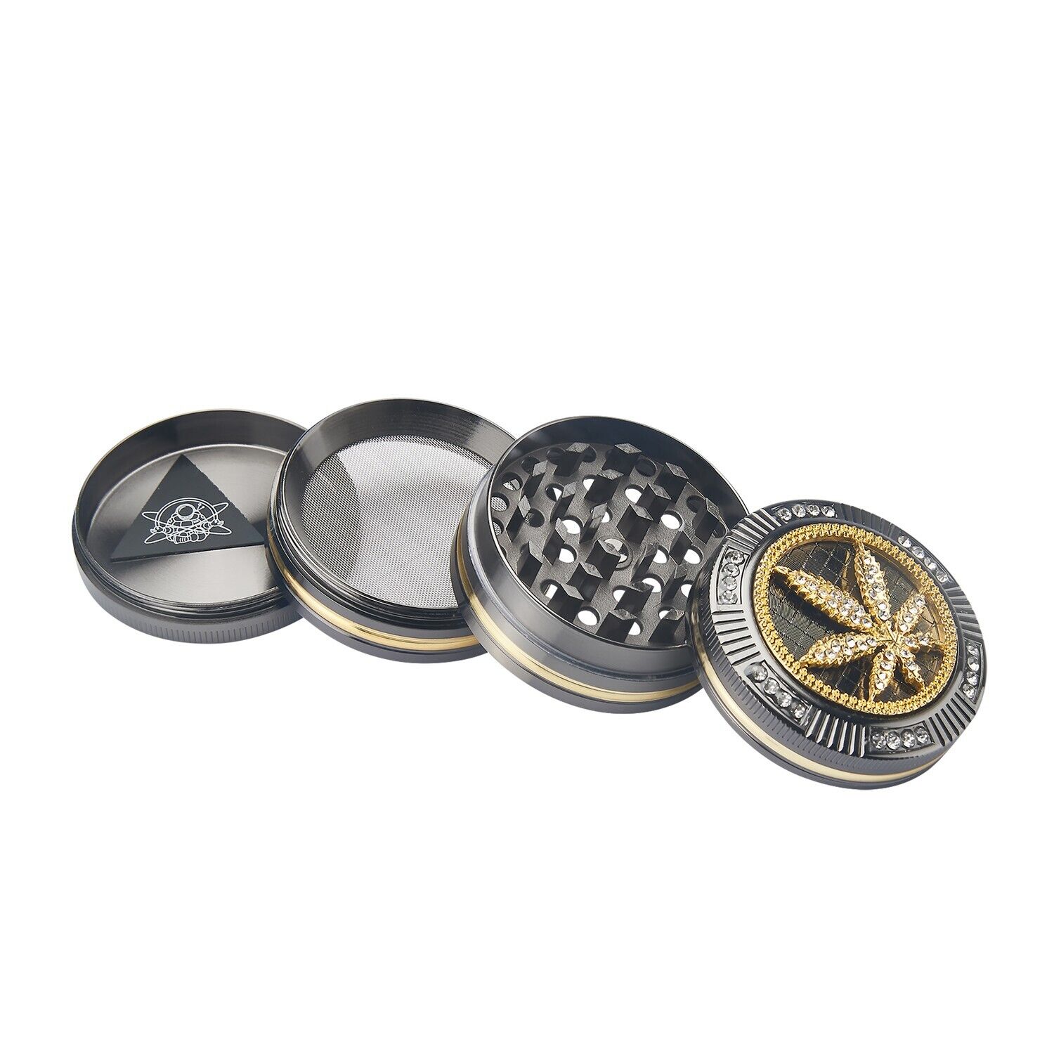 Grinder Bling Bling Leaf in Alluminio – 4 parti 50mm - immagine 2