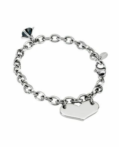 2Jewels Bracciale Donna Cuore in Acciaio e Cristallo Nero Italian Design 231283