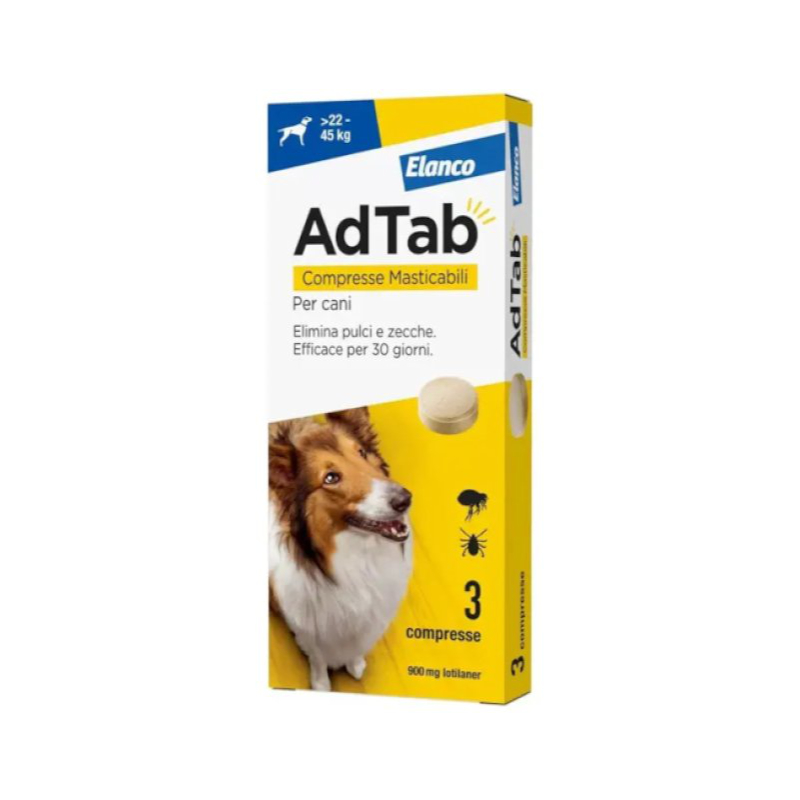 ADTAB CANI 22-45 Kg (3 cpr) – Antiparassitario in compresse masticabili per cani molto grandi