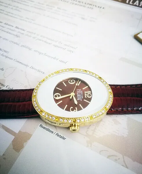 Alviero Martini 1° Classe Orologio Donna Pelle Acciaio Placcato Oro e Swarovsky - immagine 5