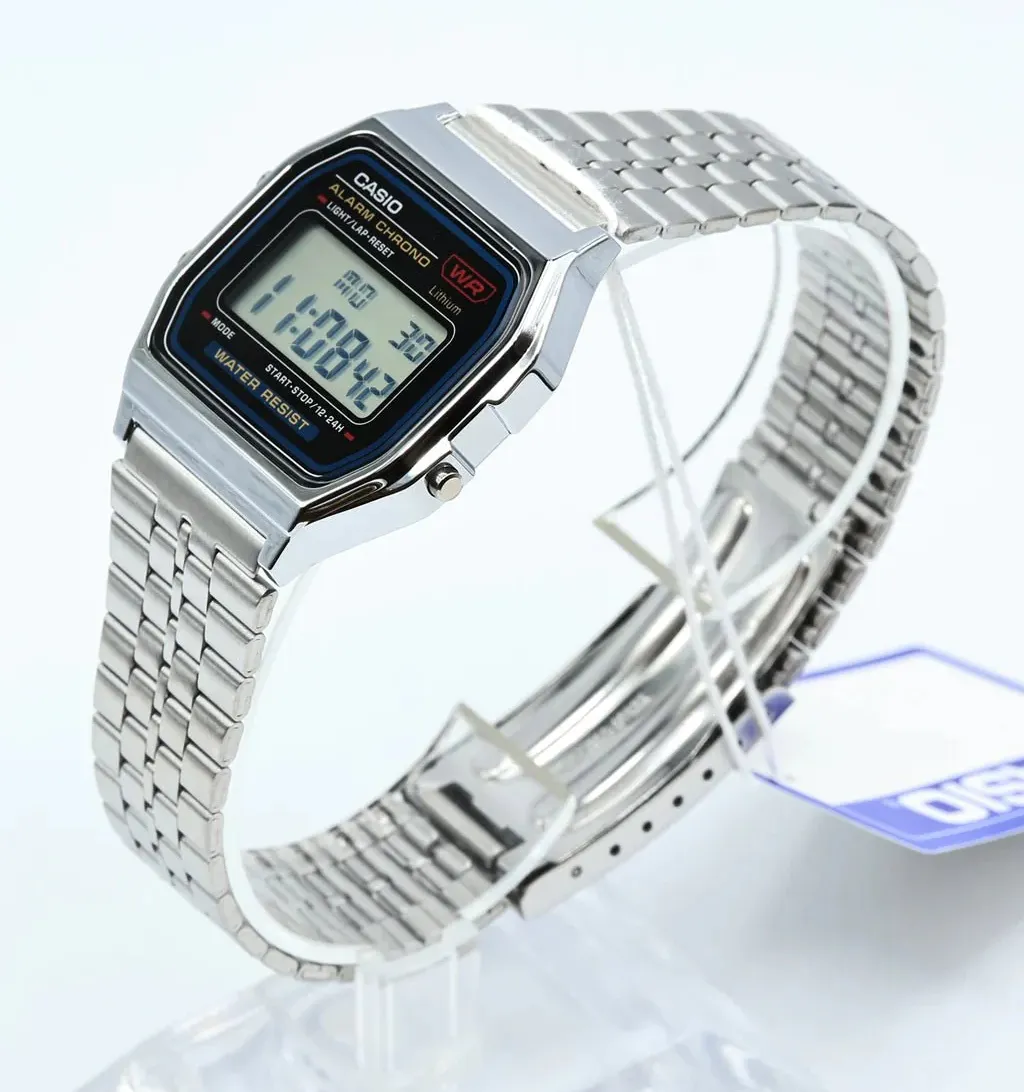 Orologio Casio Uomo Donna Digitale Bracciale Acciaio Vintage Luce A159W-N1DF - immagine 2