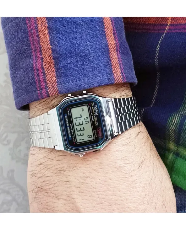 Orologio Casio Uomo Donna Digitale Bracciale Acciaio Vintage Luce A159W-N1DF - immagine 6