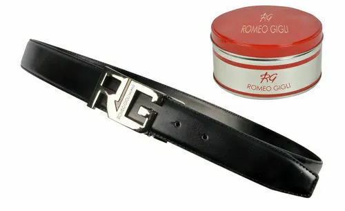 Cintura Cinta Regalo Uomo In Vera Pelle ROMEO GIGLI 105-125cm + Scatola Latta
