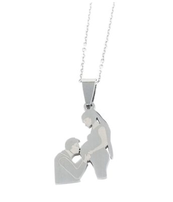 Collana Regalo Donna Gravidanza Mamma Papà Bimbo Bimba Acciaio + Incisione
