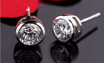 Coppia Orecchini in Argento 925 Punto Luce Zirconi Brillanti Uomo Donna 4mm