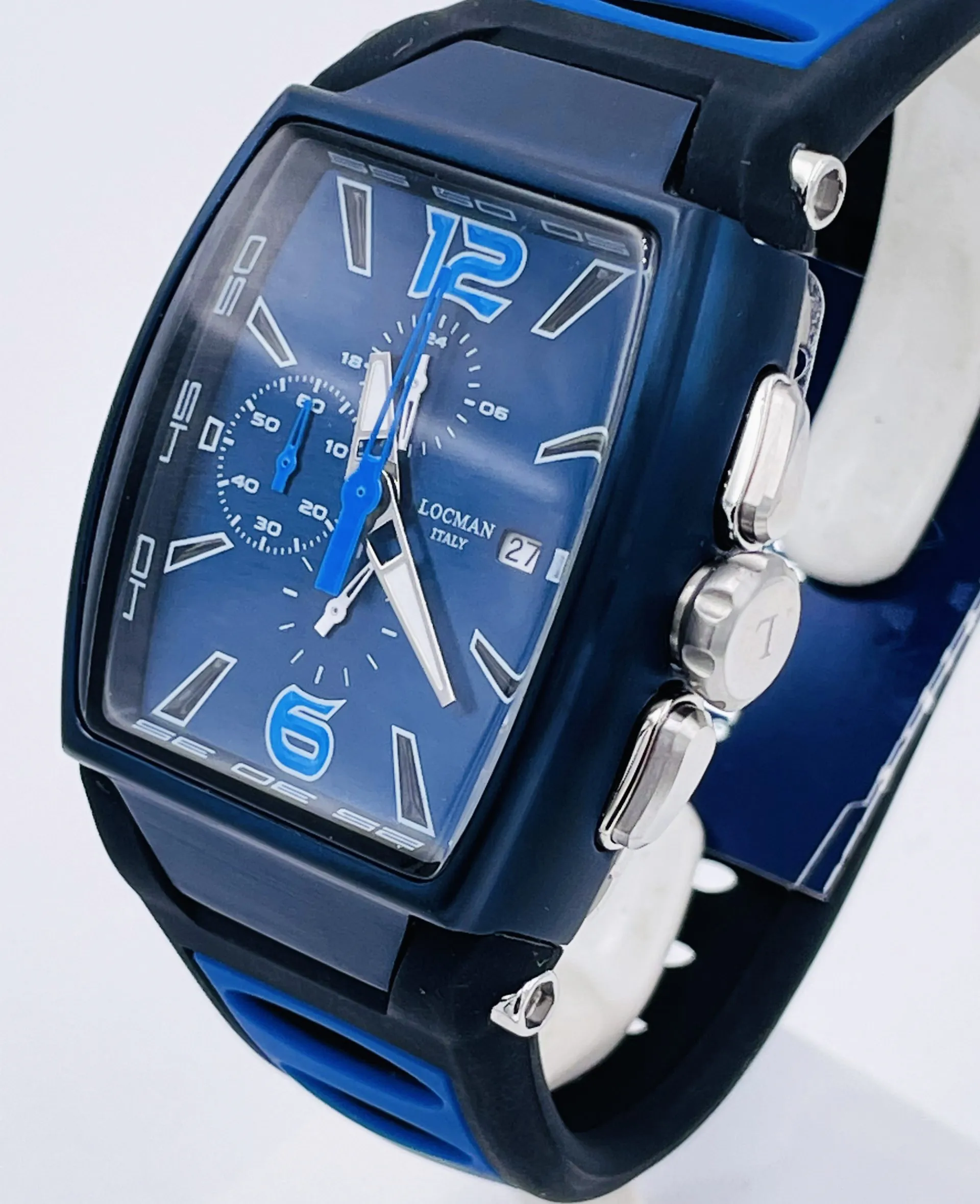 Orologio Uomo Locman Tremila Cronografo Titanio Acciaio Gomma Total Blu Raro - immagine 3