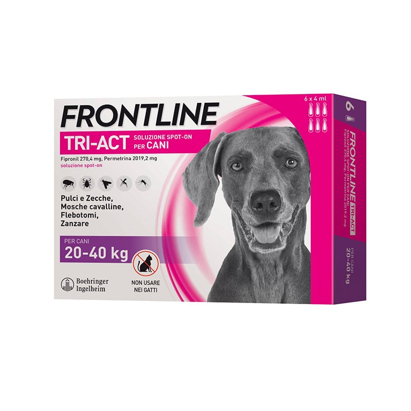 FRONTLINE TRI ACT 20/40 KG (6 pipette) – Antiparassitario in pipette per cani di taglia grande