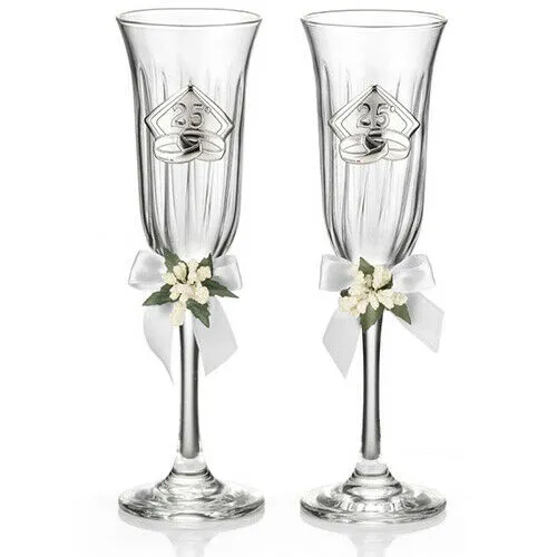 Flute Cristallo Valenti Regalo Nozze D'Argento 25° Anniversario Di Matrimonio