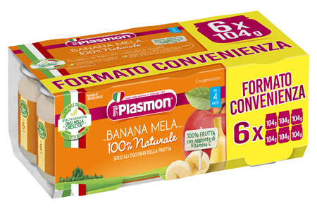 PLASMON OMOGENEIZZATO BANANA/MELA 6 X 104 G