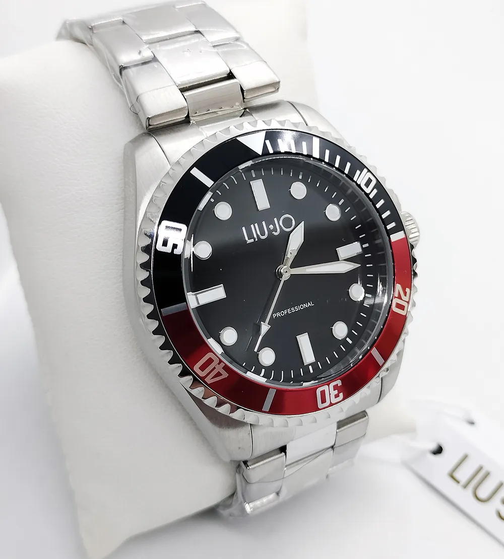 Orologio Uomo Liu Jo Solo Tempo In Acciaio Originale Ghiera Rosso Nera TLJ2122 - immagine 3