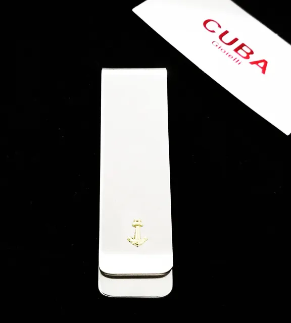 Fermasoldi Uomo In Acciaio Con Ancora in Oro Giallo + Incisione Personalizzata