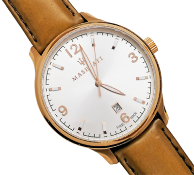 Orologio Uomo Maserati Con Cinturino In Pelle e Cassa Acciaio Placcato Oro Rosa