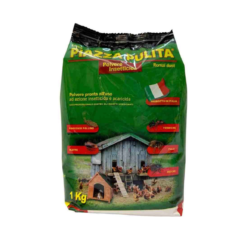 PIAZZA PULITA (1 Kg) – Polvere pronta all’uso ad azione insetticida e acaricida per il controllo dei parassiti