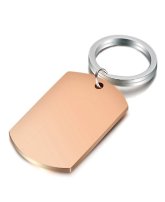 Portachiavi Uomo Donna Piastrina Targhetta Acciaio Oro Rosa + Incisione Regalo