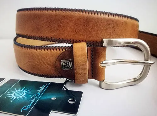 RENATO BALESTRA Cintura Cinta Uomo 100% Vera Pelle Marrone 125 cm Made in Italy