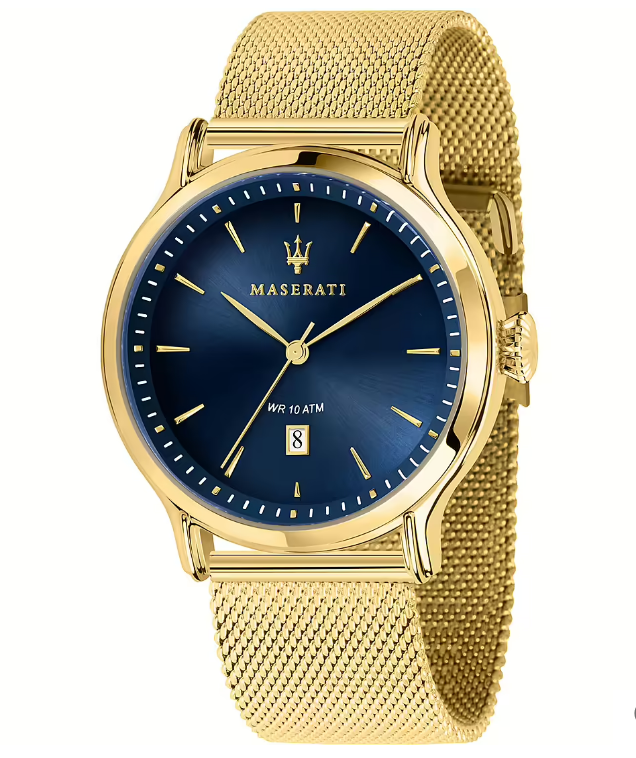 Orologio Uomo Maserati Epoca Cinturino Acciaio Maglia Milano Placcato Oro