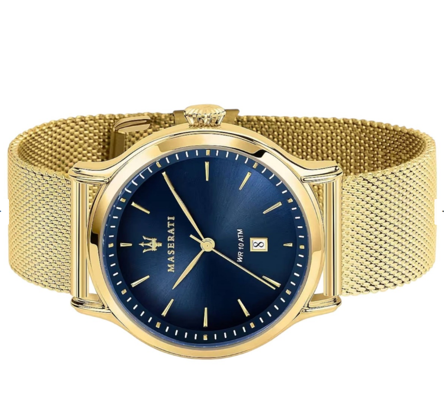 Orologio Uomo Maserati Epoca Cinturino Acciaio Maglia Milano Placcato Oro - immagine 2