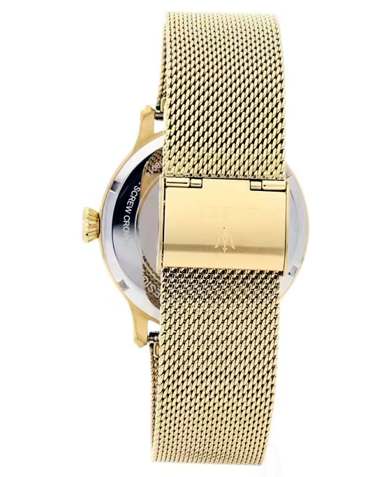 Orologio Uomo Maserati Epoca Cinturino Acciaio Maglia Milano Placcato Oro - immagine 3