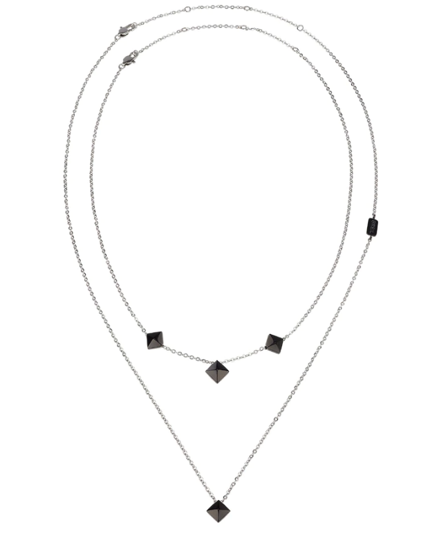 Collana Doppia Breil Rockers Da Donna Con Borchie In Onice Nero TJ2812 - immagine 2