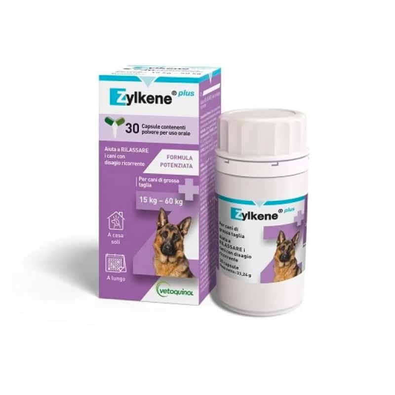 ZYLKENE PLUS CANI GRANDI 450 MG (30 cps) – Mangime complementare per cani di taglia grande in situazioni difficili