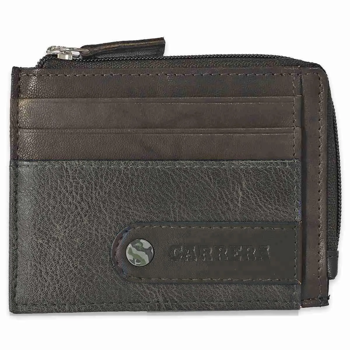 Mini Portafoglio Porta Carte di Credito Carrera Vera Pelle Marrone Custodia Monete