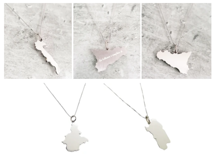 Collana Argento Uomo Donna Tutte Le Regioni Italiane + Incisione Personalizzata - immagine 2