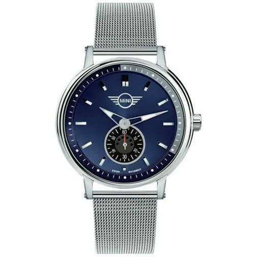 Orologio Uomo MINI COOPER BMW In Acciaio Maglia Milano Swiss Made Blu 43mm