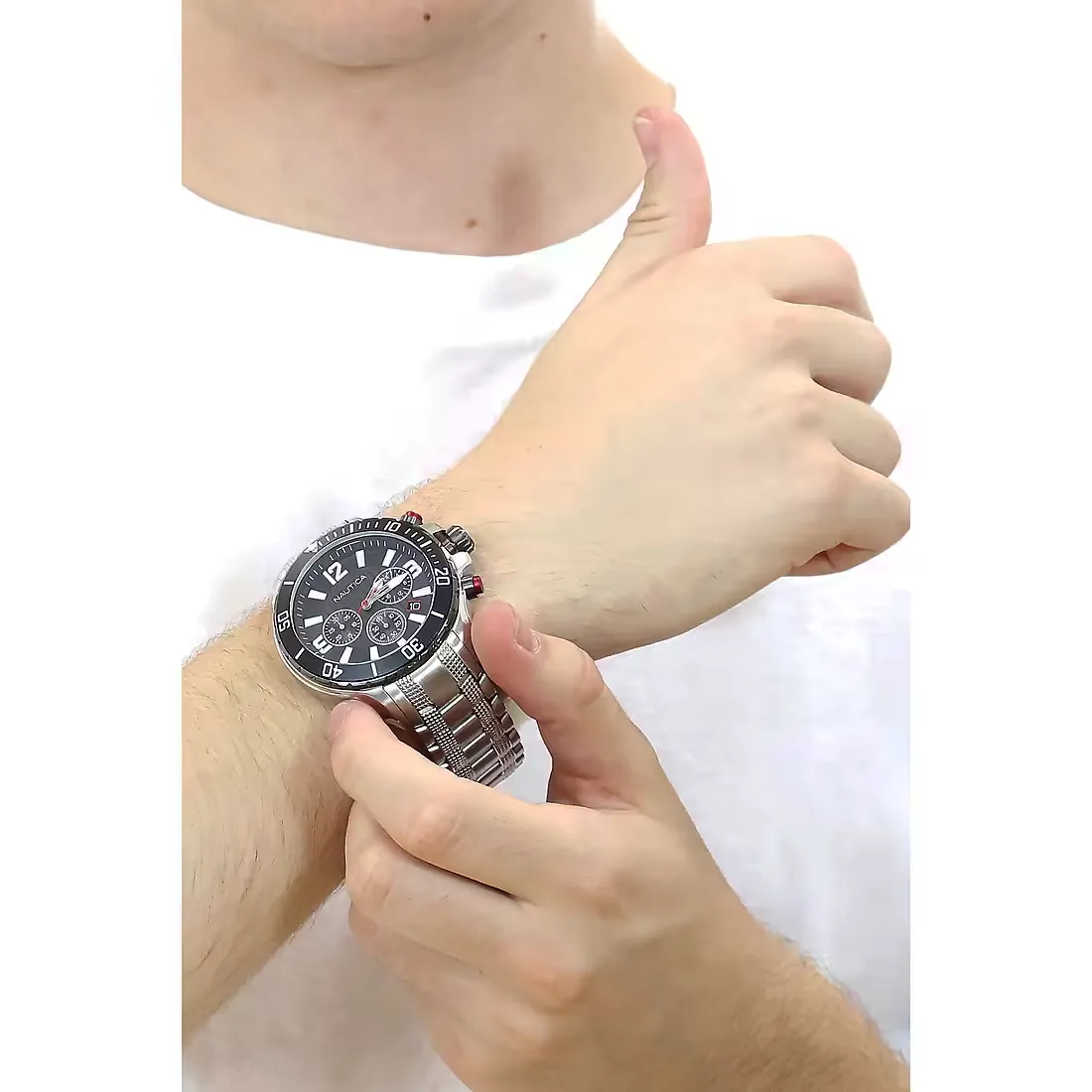 Orologio Uomo Nautica Special Box Cronografo Doppio Cinturino Gomma e Acciaio - immagine 4