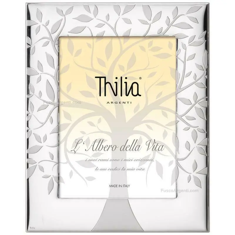 Cornice In Argento Thilia Albero Della Vita Foto 10 x 15 Retro In Mogano Bianco
