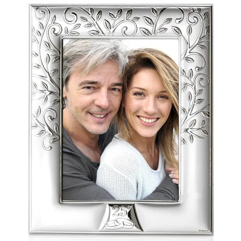 Cornice Valenti Nozze D’Argento 25° Anniversario di Matrimonio + Flute Cristallo - immagine 2