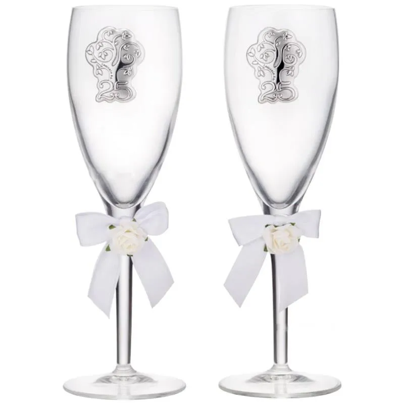 Cornice Valenti Nozze D’Argento 25° Anniversario di Matrimonio + Flute Cristallo - immagine 3